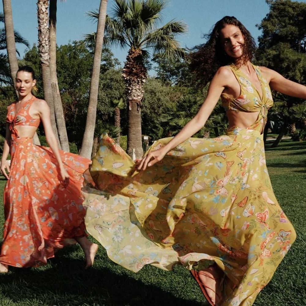 Floral Halter Maxi Dress in Yellow and Orange